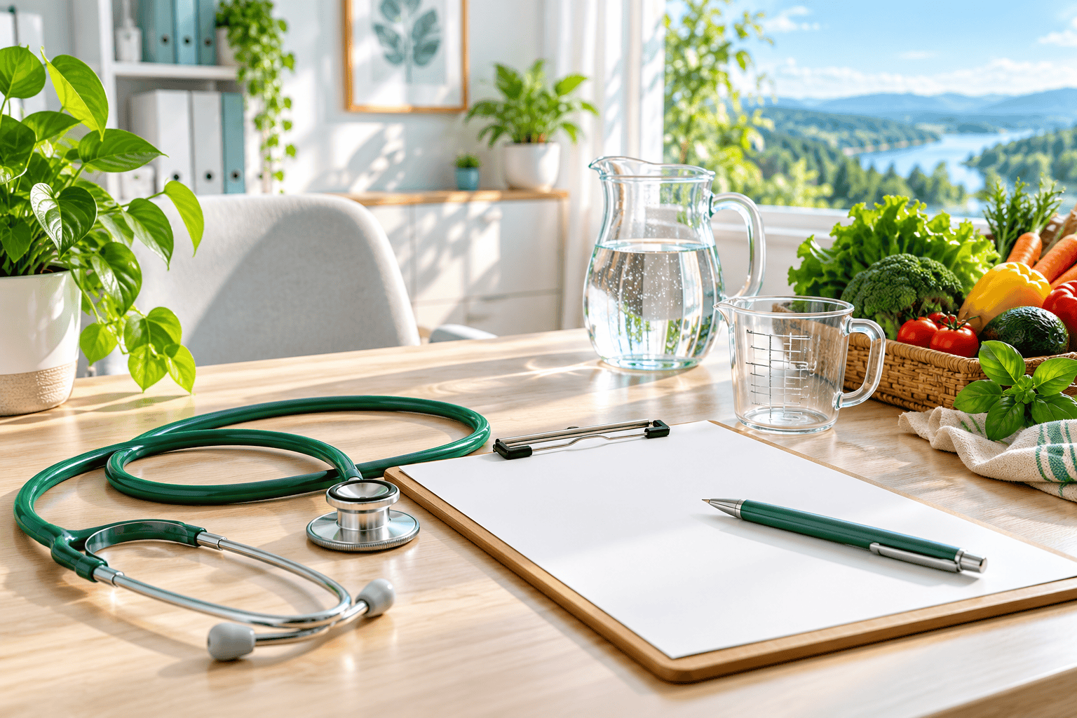 Zdravotné a medicínske diéty – stetoskop a pomôcky na plánovanie stravovania